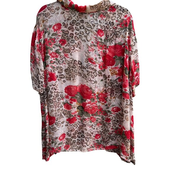 Avenue Womens Floral & Animal Print Sequin Lightweight Button-Up Blouse 26/28 - Picture 3 of 10